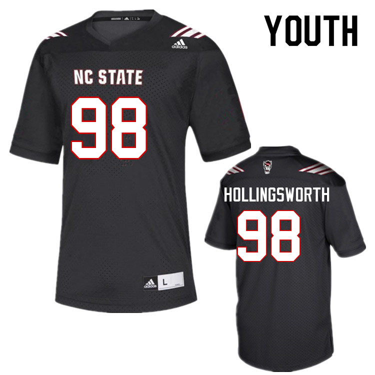 Youth #98 Aiden Hollingsworth NC State Wolfpack College Football Jerseys Sale-Black - Click Image to Close